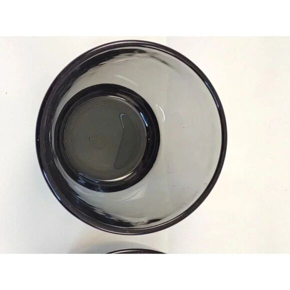 Vintage Gray Smoked Glass Rocks Glasses Set of 4 Thick Heavy Bottom 4" Tall - Picture 5 of 13